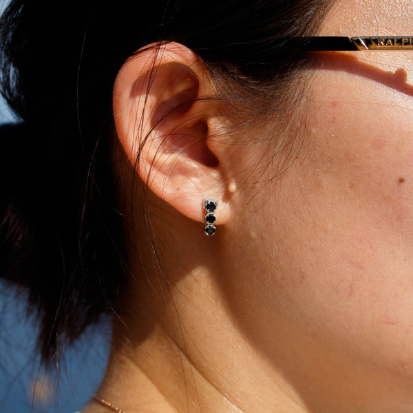 Sterling silver Earrings with Black Spinel