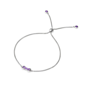San Shi Amethyst Bracelet, Sterling Silver - Tsai x Tsai | Luxury Gemstone Jewellery Gift