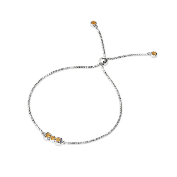San Shi Citrine adjustable bracelet, 925 sterling silver - Tsai x Tsai | Luxury Gemstone Jewellery Gift 