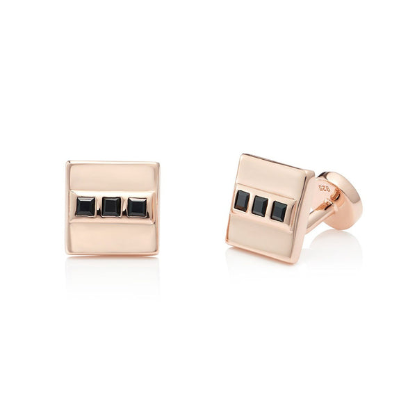 Rose Gold Vermeil Cufflinks with Black Spinel