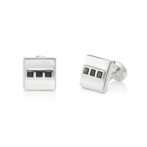 Sterling silver cufflinks with Black Spinel