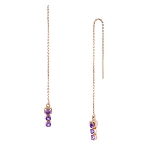 San Shi Amethyst Chain Earrings, 18 ct Rose Gold Vermeil - Tsai x Tsai | Luxury Gemstone Jewellery Gift