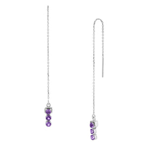 San Shi Amethyst Chain Earrings, Sterling Silver - Tsai x Tsai | Luxury Gemstone Jewellery Gift