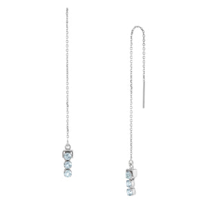 San Shi Blue Topaz Chain Earrings, Sterling Silver - Tsai x Tsai | Luxury Gemstone Jewellery Gift