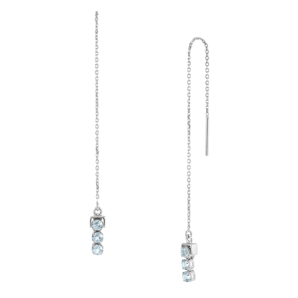 San Shi Blue Topaz Chain Earrings, Sterling Silver - Tsai x Tsai | Luxury Gemstone Jewellery Gift