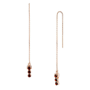 San Shi Garnet Long Earrings, 18 ct Rose Gold Vermeil - Tsai x Tsai | Luxury Gemstone Jewellery Gift