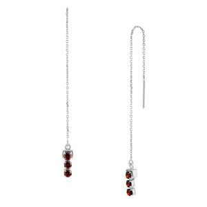 San Shi Garnet Long Earrings, Sterling Silver - Tsai x Tsai | Luxury Gemstone Jewellery Gift