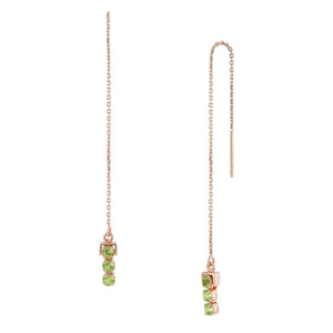 San Shi Peridot Long Earrings, 18 ct Rose Gold Vermeil - Tsai x Tsai | Luxury Gemstone Jewellery Gift