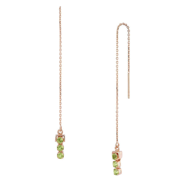 San Shi Peridot Long Earrings, 18 ct Rose Gold Vermeil - Tsai x Tsai | Luxury Gemstone Jewellery Gift