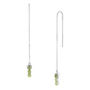 San Shi Peridot Long Earrings, Sterling Silver - Tsai x Tsai | Luxury Gemstone Jewellery Gift