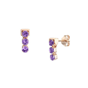San Shi Amethyst Stud Earrings, 18 ct Rose Gold Vermeil - Tsai x Tsai | Luxury Gemstone Jewellery Gift