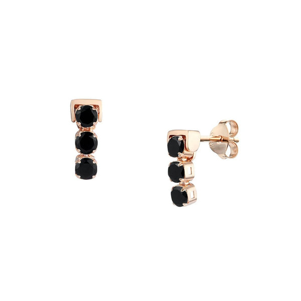 Rose Gold Vermeil Earrings with Black Spinel