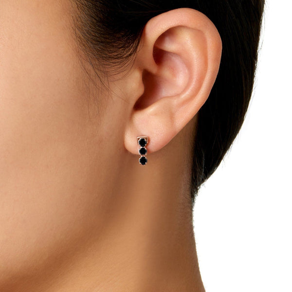 Rose Gold Earrings with Black Spinel