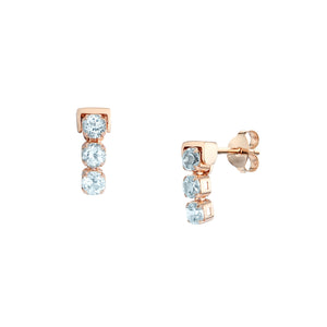 San Shi Blue Topaz Stud Earrings, 18 ct Rose Gold Vermeil - Tsai x Tsai | Luxury Gemstone Jewellery Gift