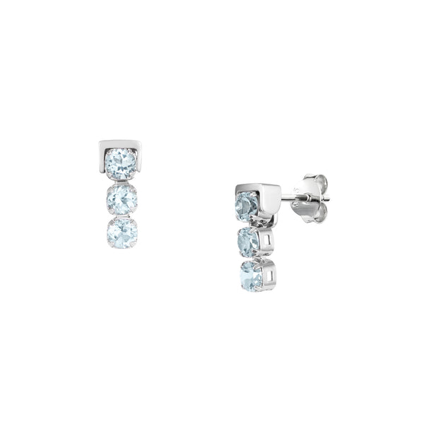 San Shi Blue Topaz Stud Earrings, Sterling Silver - Tsai x Tsai | Luxury Gemstone Jewellery Gift