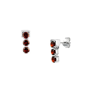 San Shi Garnet Stud Earrings, Sterling Silver - Tsai x Tsai | Luxury Gemstone Jewellery Gift