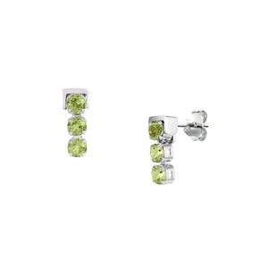 San Shi Peridot Stud Earrings, Sterling Silver - Tsai x Tsai | Luxury Gemstone Jewellery Gift