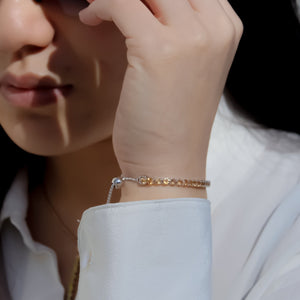 Model wearing Beitou Citrine Adjustable Bracelet 925 Sterling Silver - Tsai by Tsai Luxury Natural Gemstone Jewellery Gift