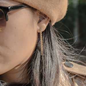 lifestyle photo of model wearing Beitou Citrine Earrings, 925 Sterling Silver - Tsai x Tsai | Luxury Gemstone Jewellery Gift