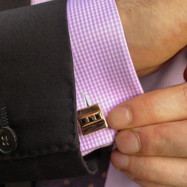 Rose Gold Vermeil Cufflinks with Black Spinel