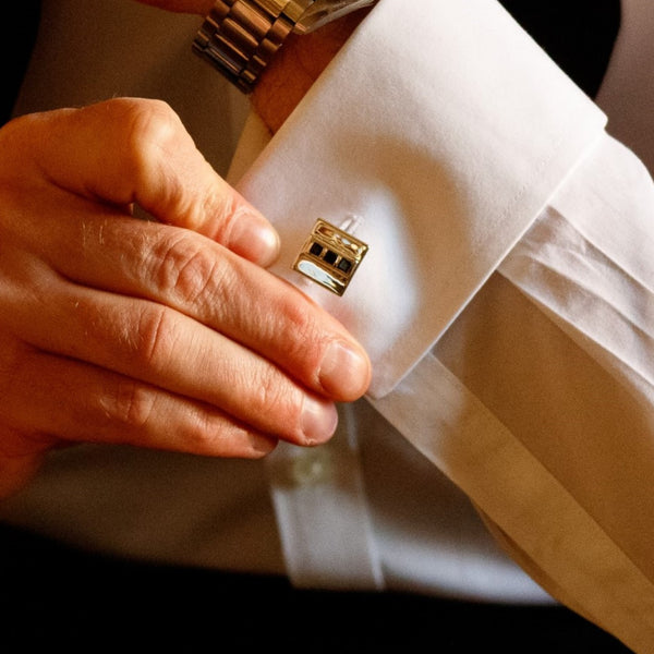 Sterling Silver Cufflinks with Black Spinel